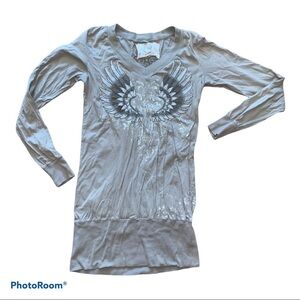 Johnny Was 4 Love and Liberty Embroidered Angel Wing Tunic Tee size medium